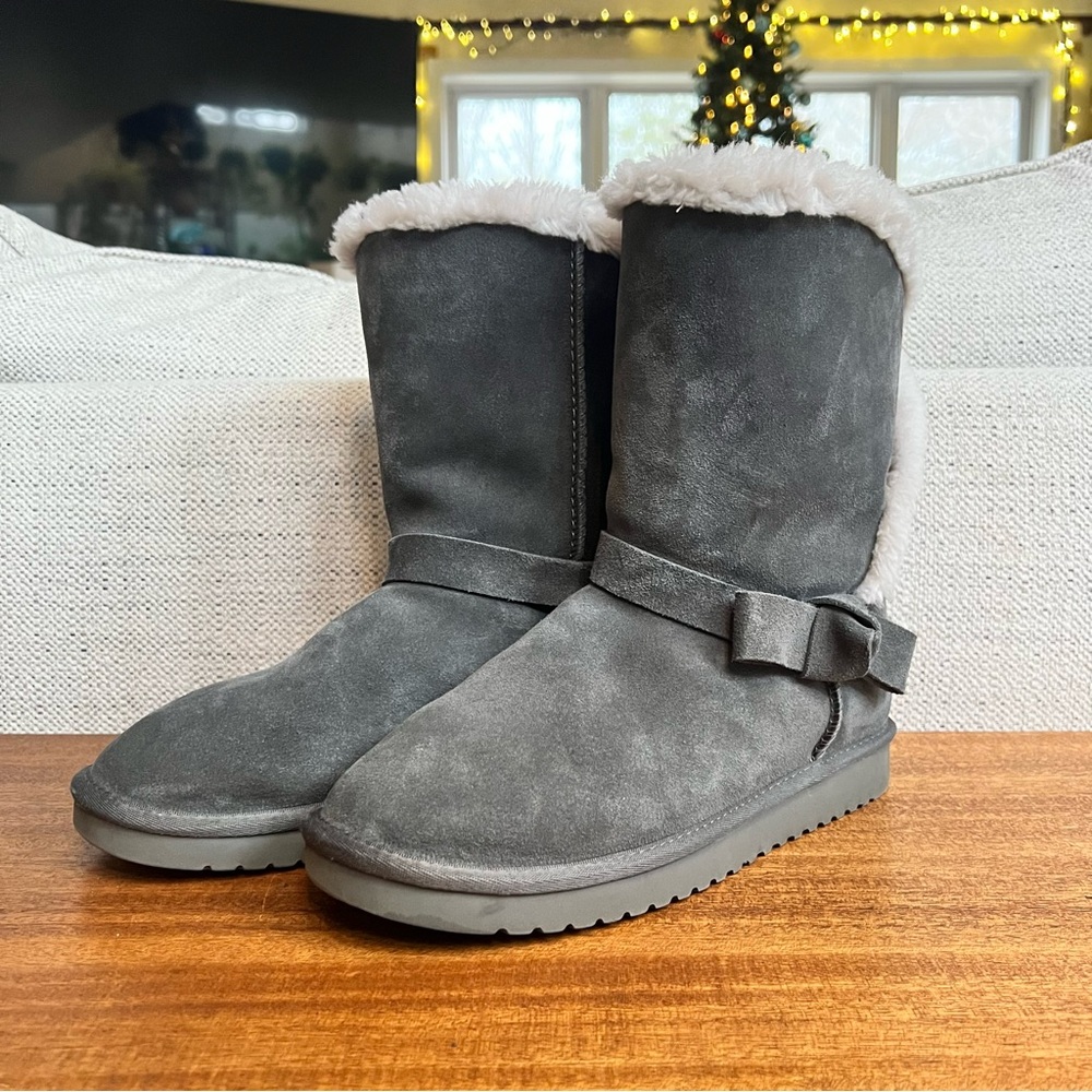 Koolaburra By UGG Arlena Short Boots Women's 9 Wide Stone Grey Shoes